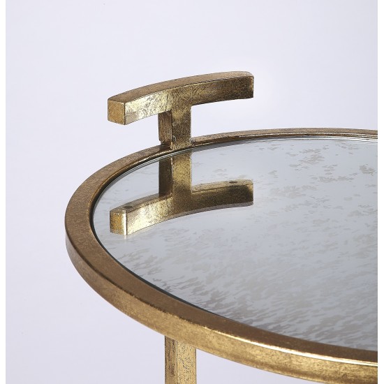 Ciro Gold Metal & Mirror Side Table, 3973384