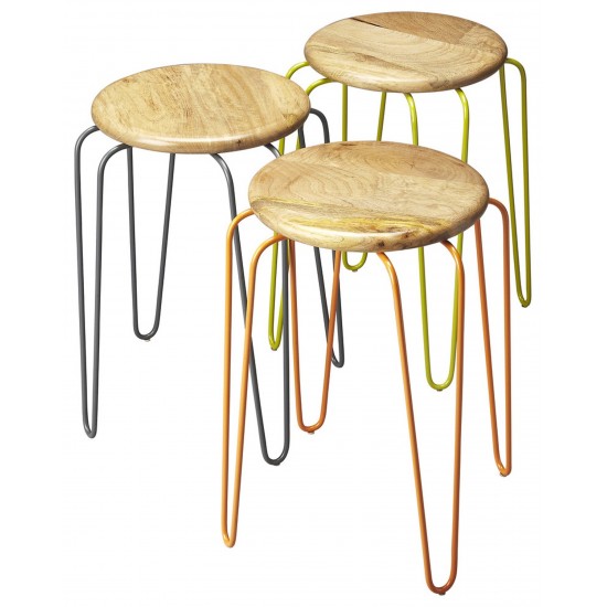 Easton Wood & Iron Stackable Stools, 4270330