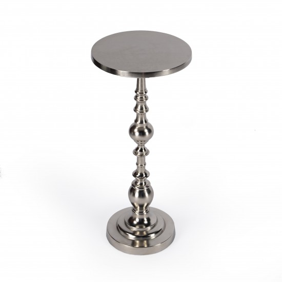 Darien Round Nickel Pedestal End Table, 4324220