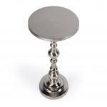 Darien Round Nickel Pedestal End Table, 4324220