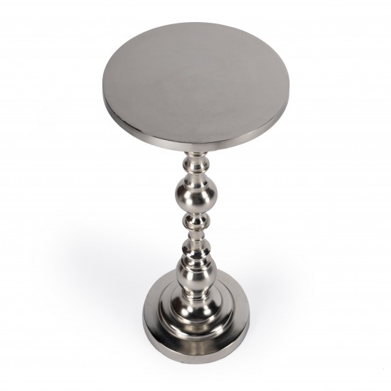 Darien Round Nickel Pedestal End Table, 4324220