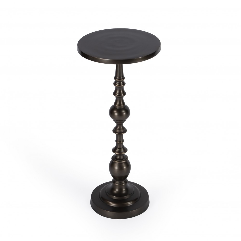 Darien Round Bronze Pedestal End Table, 4324392