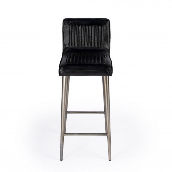 Maxwell Black Leather Bar Stool, 4347034