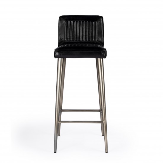 Maxwell Black Leather Bar Stool, 4347034