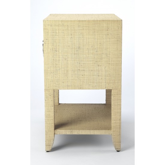 Amelle Cream Raffia End Table, 4357349