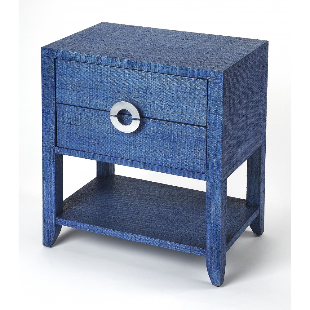 Amelle Blue Raffia End Table, 4357361