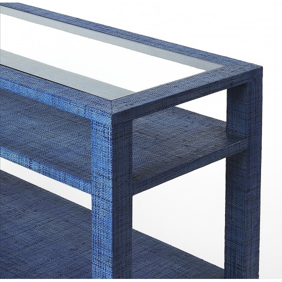 Amelle Blue Raffia Console Table, 4358361