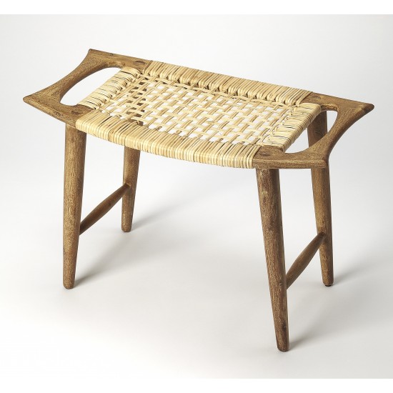 Tristan Natural Wood & Rattan Stool, 4424312