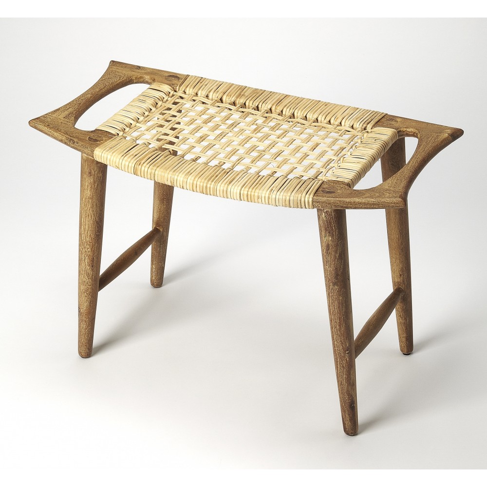 Tristan Natural Wood & Rattan Stool, 4424312