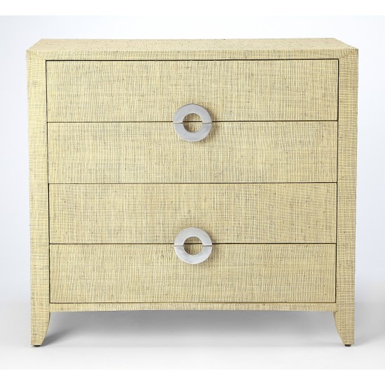 Amelle Cream Raffia 4 Drawer Accent Chest, 4483349