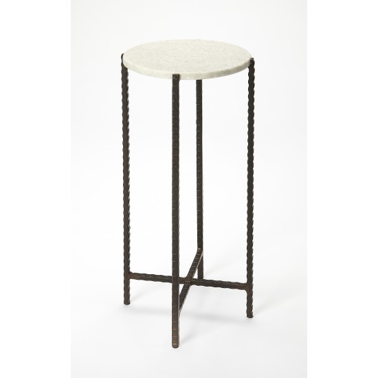 Nigella White Marble and Black Cross Legs Side Table, 5245389