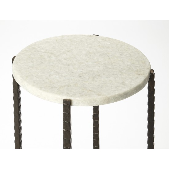Nigella White Marble and Black Cross Legs Side Table, 5245389