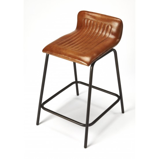 Ludlow Leather & Metal Counter Stool, 5283344