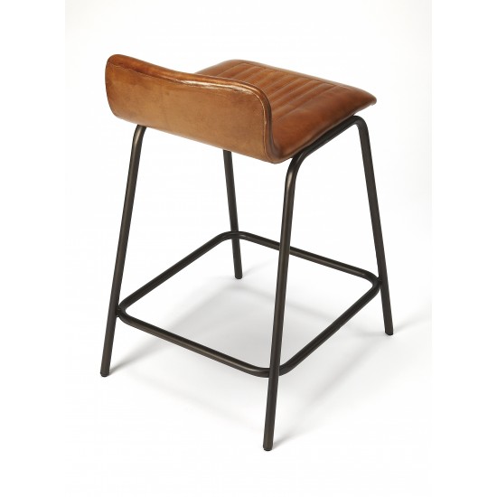 Ludlow Leather & Metal Counter Stool, 5283344