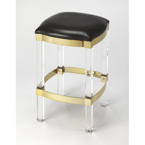 Jordan Acrylic & Black Leather Counter Stool, 5322034