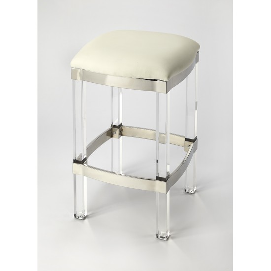 Jordan Acrylic & White Leather Counter Stool, 5322411