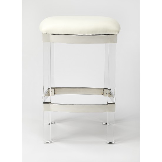 Jordan Acrylic & White Leather Counter Stool, 5322411