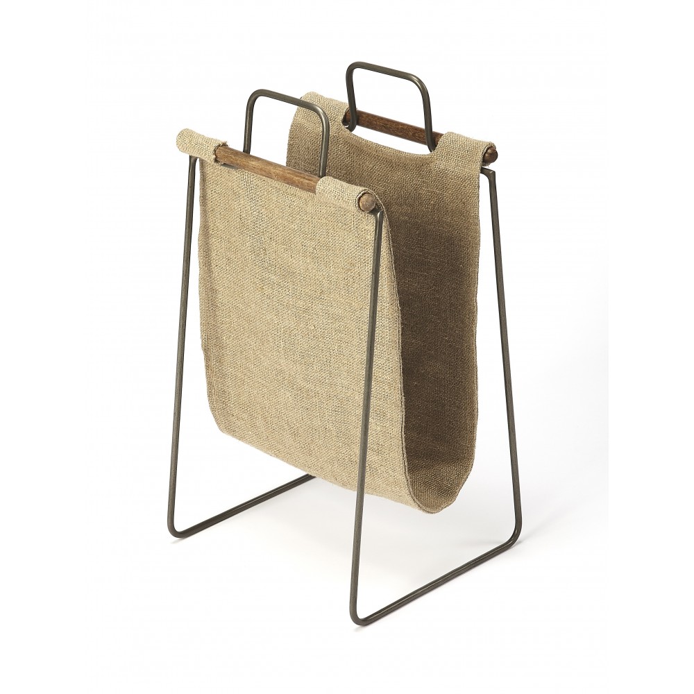 Idaho Burlap & Metal Magazine Basket, 5354140