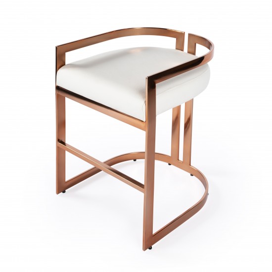 Clarence Rose Gold & White Faux Leather Counter Stool, 5377422