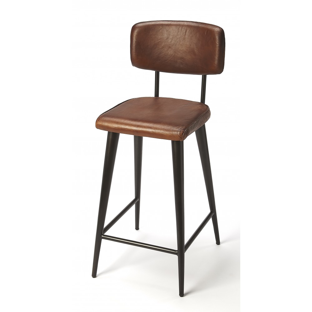 Saddle Brown Leather Bar Stool, 5378344