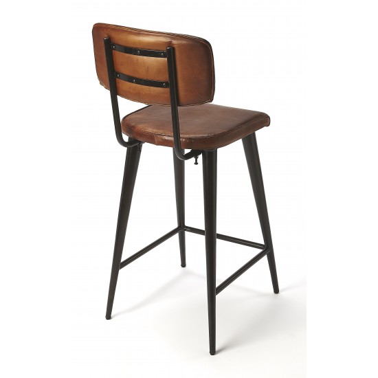 Saddle Brown Leather Bar Stool, 5378344