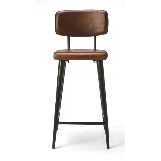 Saddle Brown Leather Bar Stool, 5378344