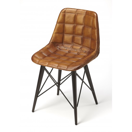 Patty Brown Leather Side Chair, 5380344