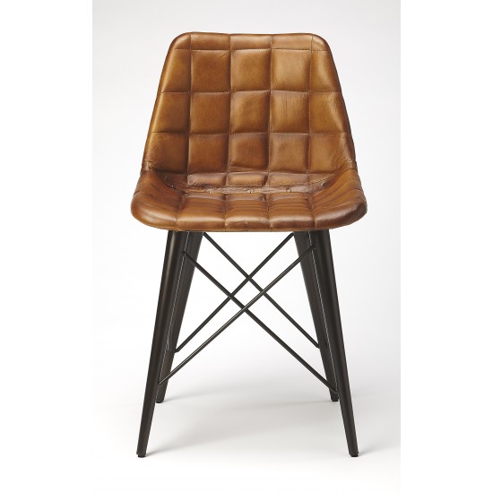 Patty Brown Leather Side Chair, 5380344