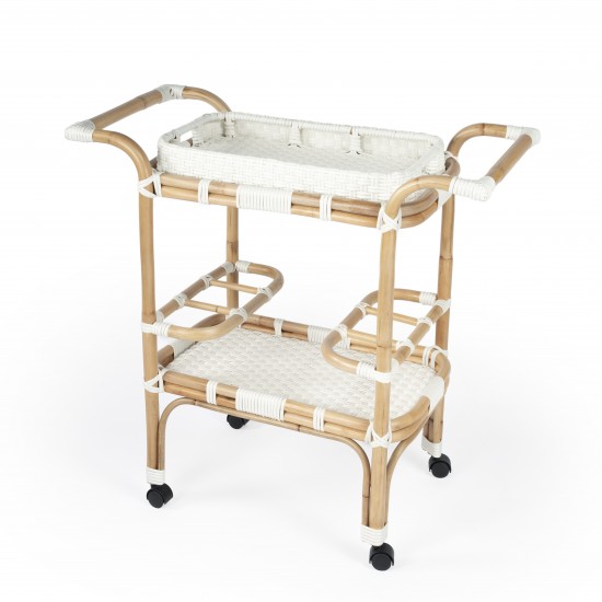 Selena White Rattan Bar Cart, 5397304