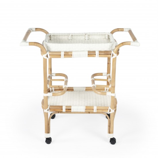 Selena White Rattan Bar Cart, 5397304