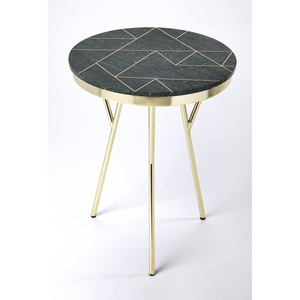 Haven Green Marble & Brass Accent Table, 5401025 Haven Green Marble & Brass Accent Table, 5401025