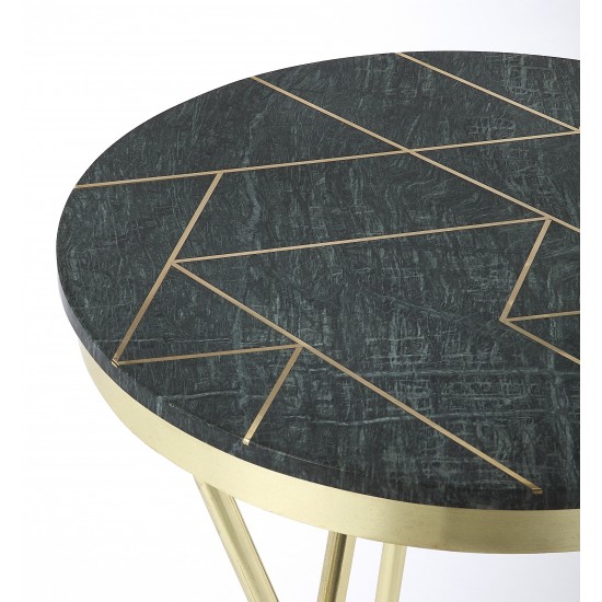 Haven Green Marble & Brass Accent Table, 5401025