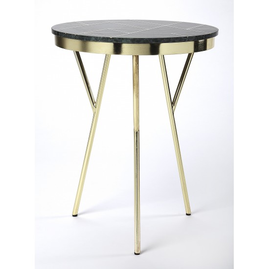 Haven Green Marble & Brass Accent Table, 5401025