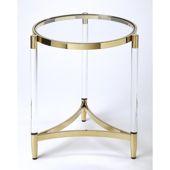 Charlene Acrylic & Gold Round End Table, 5409335