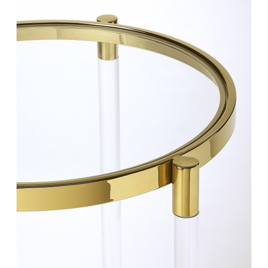 Charlene Acrylic & Gold Round End Table, 5409335