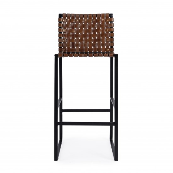 Urban Brown Woven Leather Bar Stool, 5445344