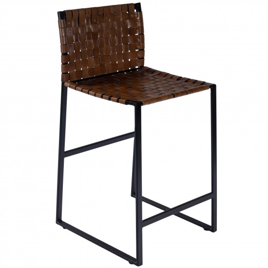 Urban Brown Woven Leather Counter Stool, 5446344