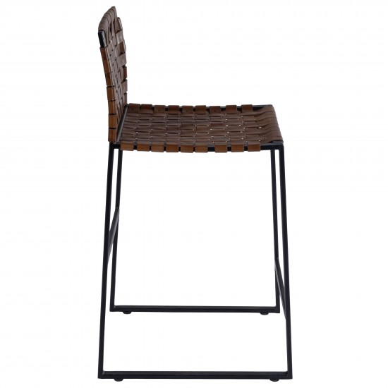 Urban Brown Woven Leather Counter Stool, 5446344