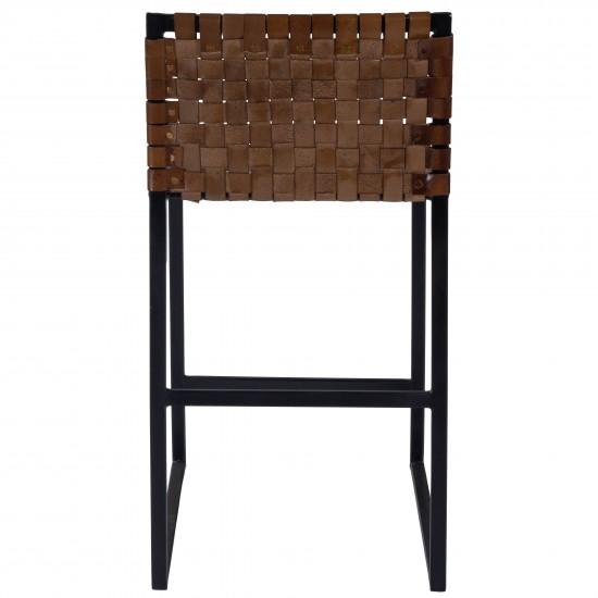 Urban Brown Woven Leather Counter Stool, 5446344