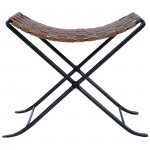 Karma Brown Woven Leather Stool, 5448344