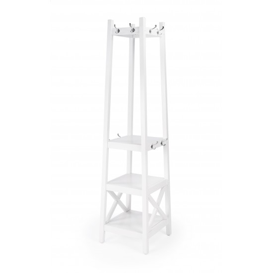 Fenya White Coat Rack with Shelves, 5464304