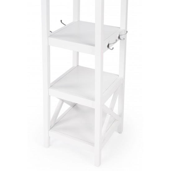 Fenya White Coat Rack with Shelves, 5464304