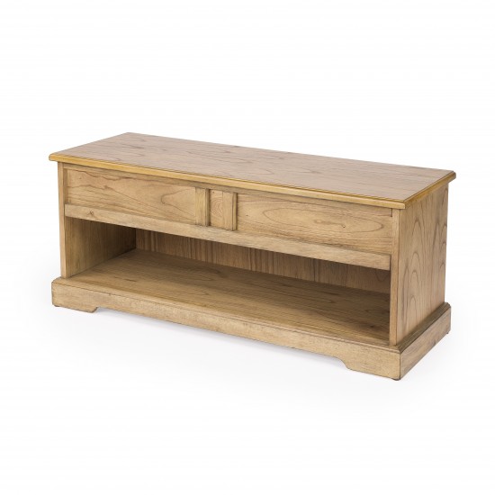 Efrem Natural Wood Bench with Storage , 5468312