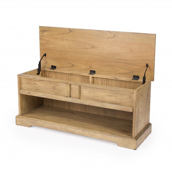 Efrem Natural Wood Bench with Storage , 5468312