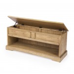 Efrem Natural Wood Bench with Storage , 5468312