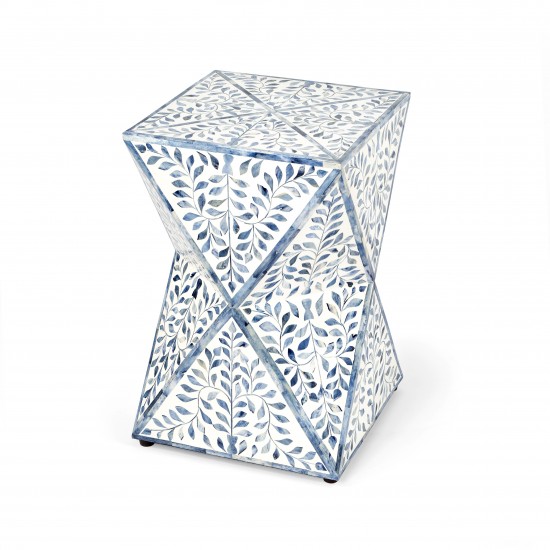 Anais White and Blue Bone Inlay End Table, 5510417