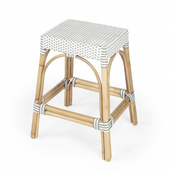 Robias Grey & White Rattan 24.5" Counter Stool, 5513266