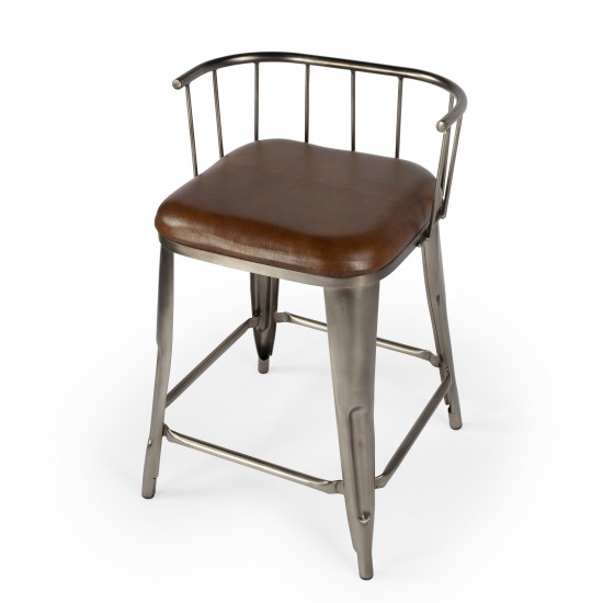 Coriander Iron & Leather Counter Stool, 5542344