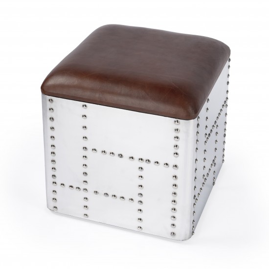 Midway Aviator Leather Stool, 5597330