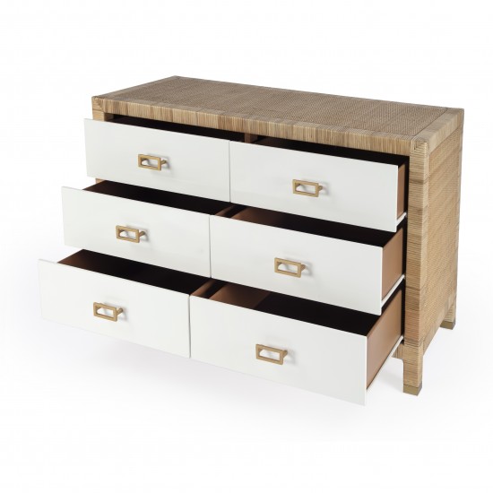 Corfu 6 Drawer Natural Raffia Double Dresser, 5606350